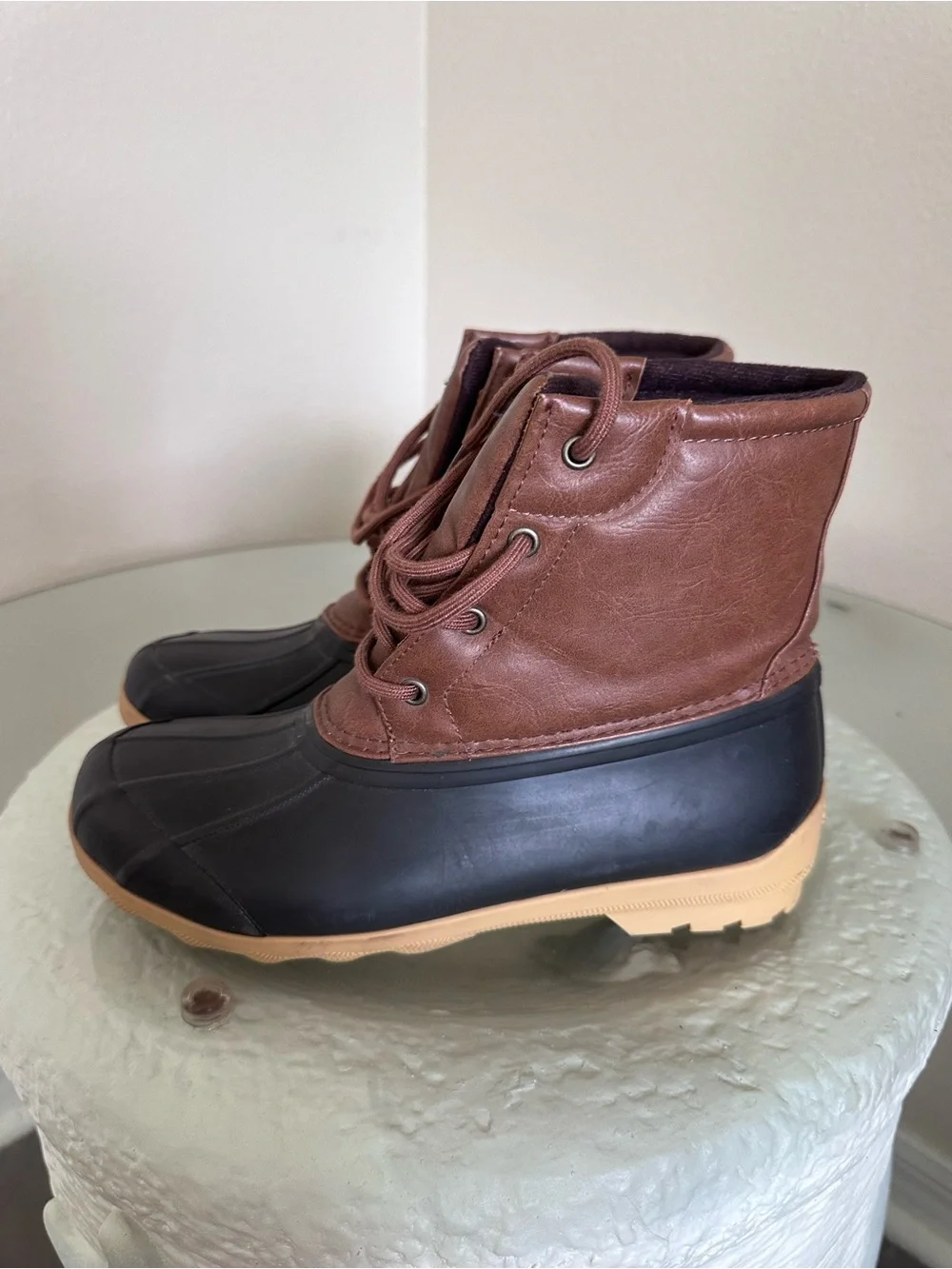 Sperry Saltwater Duck Boots Brown Black Water Resistant Ankle Booties Size 5M